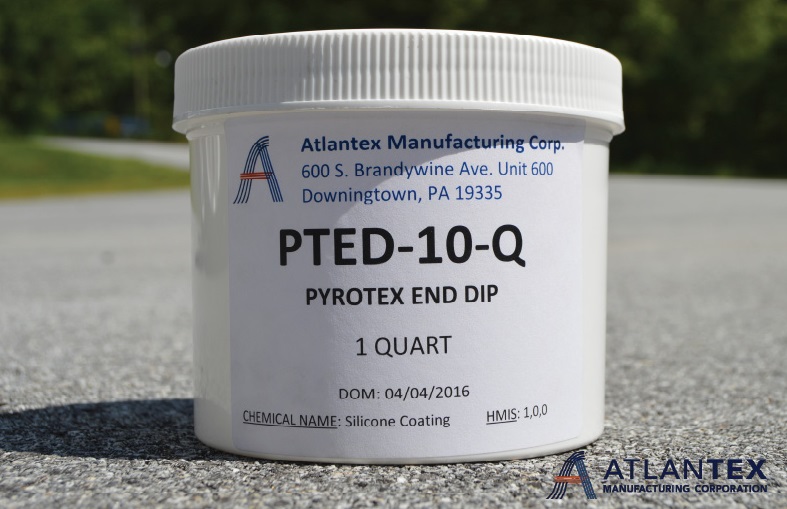 Hightemperature Silicone RTV Coating used to seal ends of Pyrotex