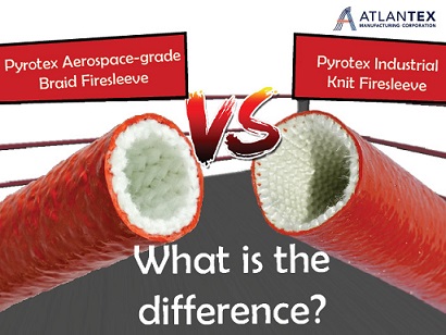 What is the difference between Pyrotex Aerospace-grade Braid and Pyrotex Industrial Knit Firesleeve?